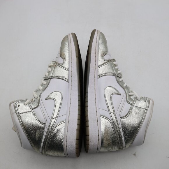 Nike Air Jordan 1 Mid SE Shoes White Silver Women's Size 9 Sneakers FN5031-100 - Picture 6 of 12